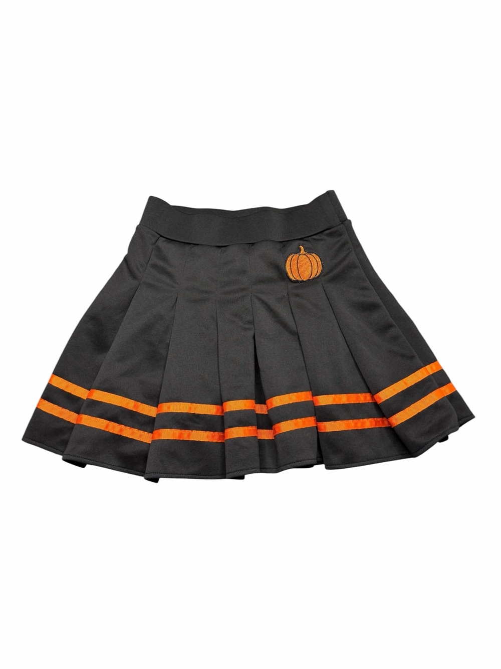 Spirit Halloween Icon Black Pleated Pumpkin Cheer Skirt Girls M